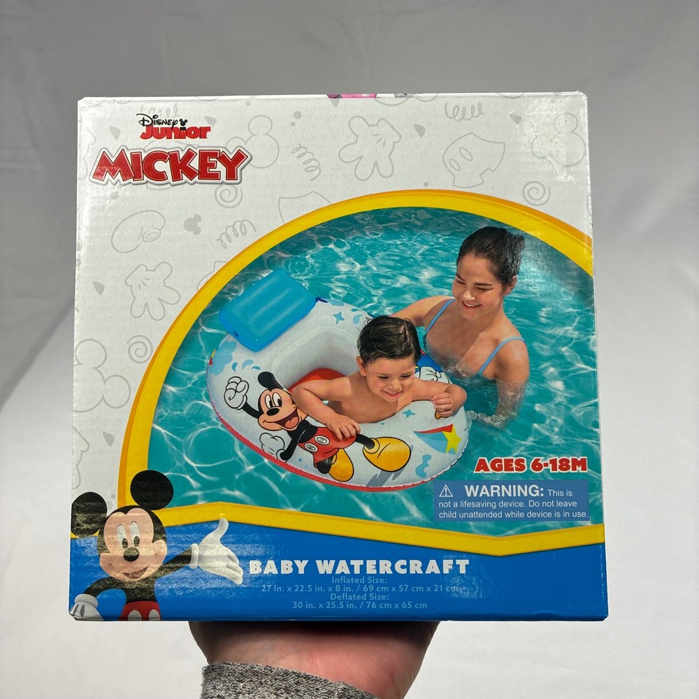 Disney Mickey Mouse Baby Watercraft 6-18M White Red New Inflatable Pool Float